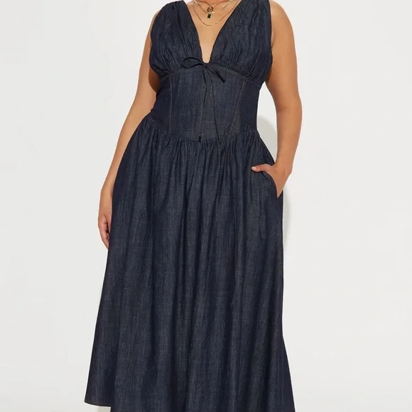 Dora Denim Maxi Dress - Picture 2 of 3